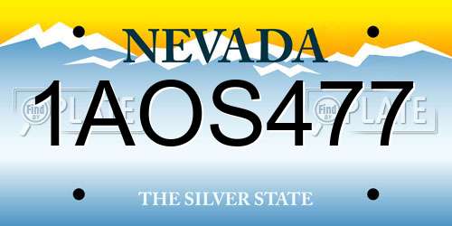1AOS477 Nevada License Plate