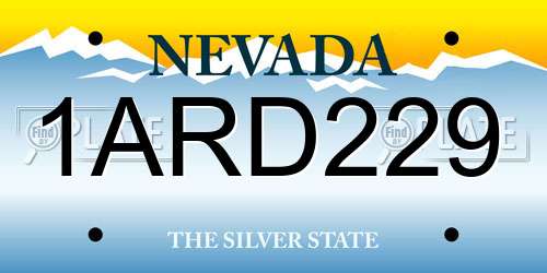 1ARD229 Nevada License Plate