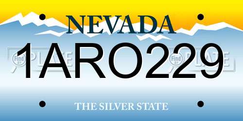 1ARO229 Nevada License Plate