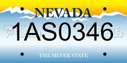 1AS0346 Nevada License Plate