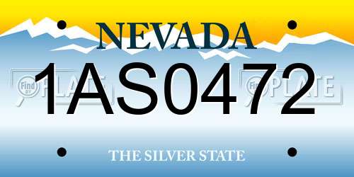 1AS0472 Nevada License Plate