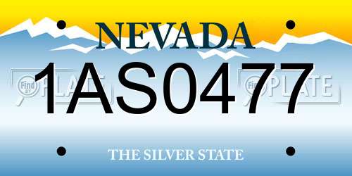 1AS0477 Nevada License Plate