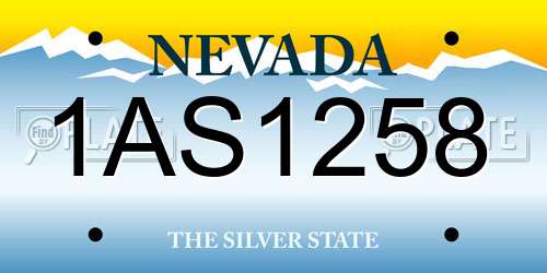 1AS1258 Nevada License Plate