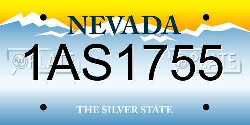 1AS1755 Nevada License Plate