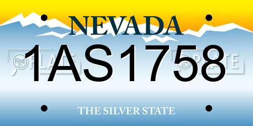 1AS1758 Nevada License Plate