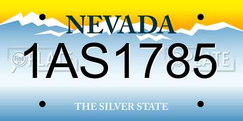 1AS1785 Nevada License Plate