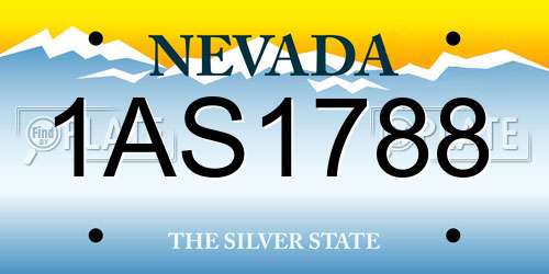 1AS1788 Nevada License Plate