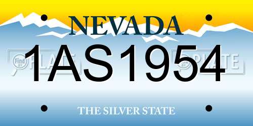 1AS1954 Nevada License Plate