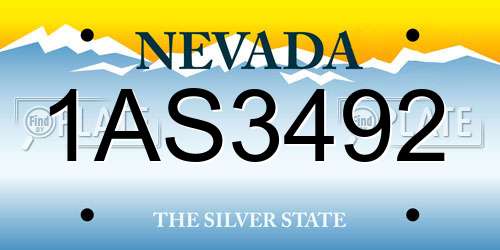 1AS3492 Nevada License Plate
