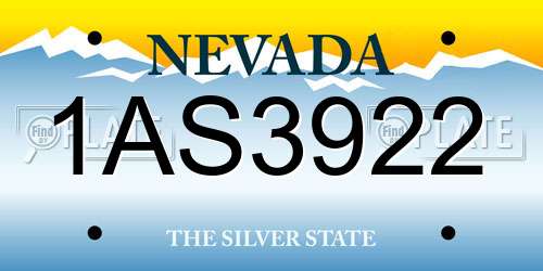 1AS3922 Nevada License Plate