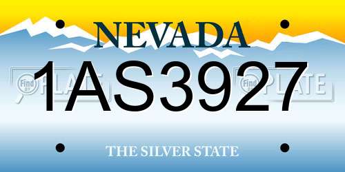 1AS3927 Nevada License Plate