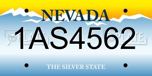 1AS4562 Nevada License Plate