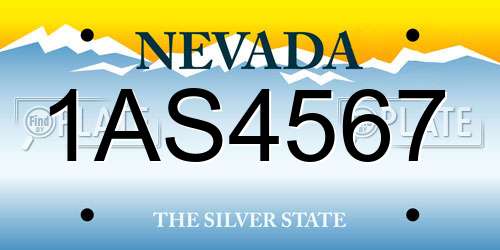 1AS4567 Nevada License Plate