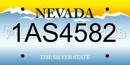 1AS4582 Nevada License Plate