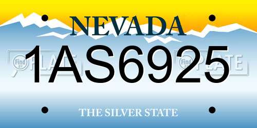 1AS6925 Nevada License Plate