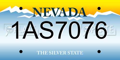 1AS7076 Nevada License Plate