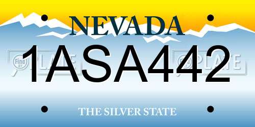1ASA442 Nevada License Plate