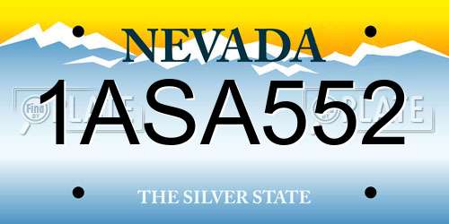 1ASA552 Nevada License Plate