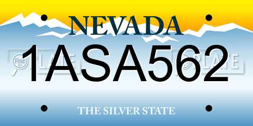1ASA562 Nevada License Plate