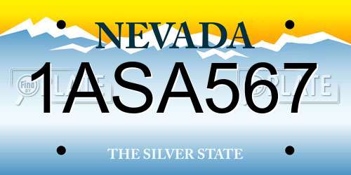 1ASA567 Nevada License Plate