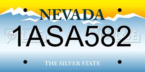 1ASA582 Nevada License Plate
