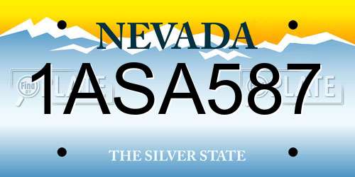1ASA587 Nevada License Plate