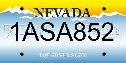 1ASA852 Nevada License Plate