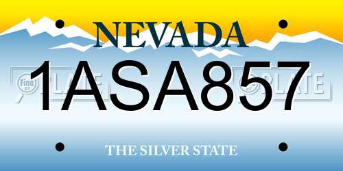 1ASA857 Nevada License Plate