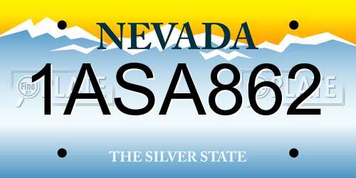 1ASA862 Nevada License Plate