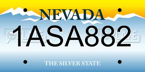 1ASA882 Nevada License Plate