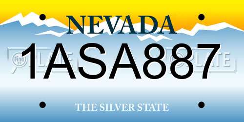 1ASA887 Nevada License Plate