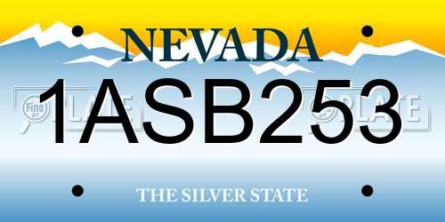 1ASB253 Nevada License Plate