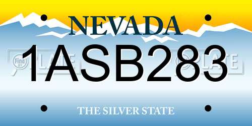 1ASB283 Nevada License Plate
