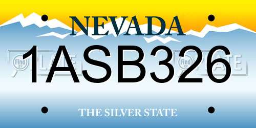 1ASB326 Nevada License Plate