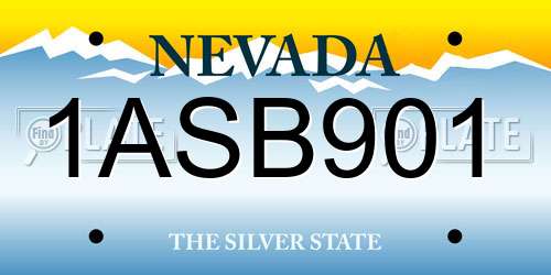 1ASB901 Nevada License Plate