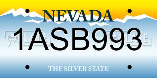 1ASB993 Nevada License Plate