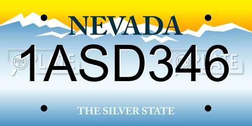 1ASD346 Nevada License Plate