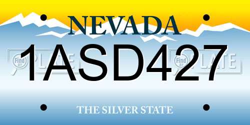 1ASD427 Nevada License Plate