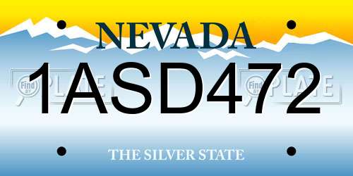 1ASD472 Nevada License Plate