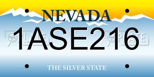 1ASE216 Nevada License Plate