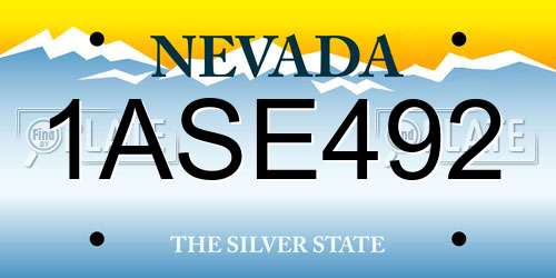 1ASE492 Nevada License Plate