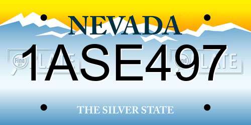 1ASE497 Nevada License Plate