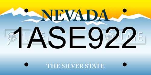 1ASE922 Nevada License Plate