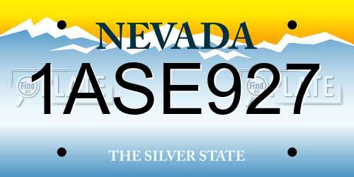 1ASE927 Nevada License Plate