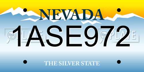 1ASE972 Nevada License Plate