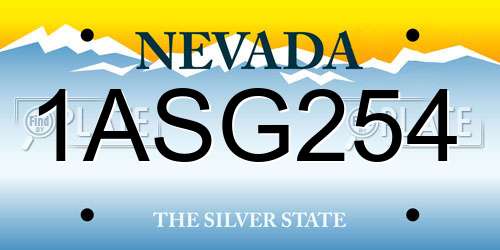 1ASG254 Nevada License Plate
