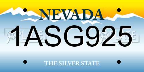 1ASG925 Nevada License Plate