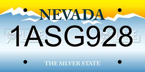 1ASG928 Nevada License Plate