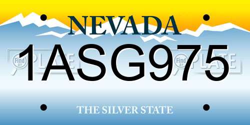 1ASG975 Nevada License Plate