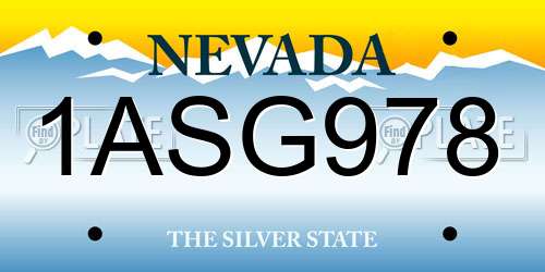 1ASG978 Nevada License Plate